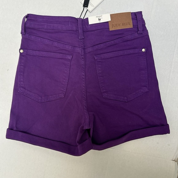 Judy Blue‎ NWT Hi-Rise Tummy Control Purple Denim Shorts Sz Medium Style #150268 - Picture 6 of 6